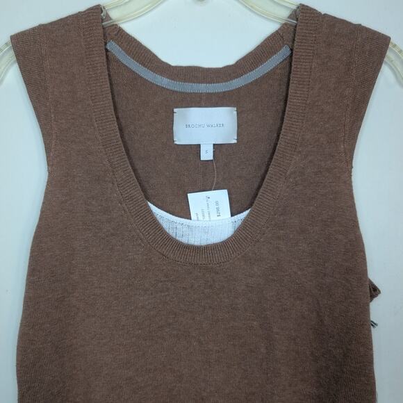 Brochu Walker Loreen Layered Tank Top in Porcini Tan & White Combo, Size Small - Picture 5 of 9